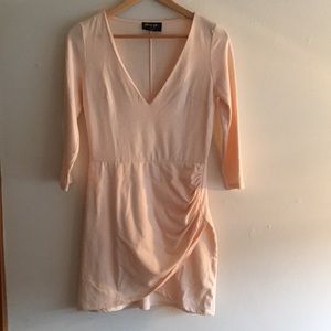 Nasty Gal Bodycon Peach Ruffle Dress